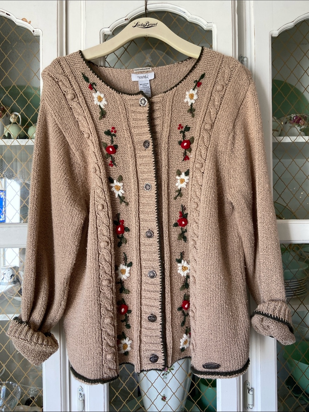 Norther Reflections Embroidered Cottagecore Cardigan Forestcore Red Flowers